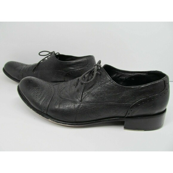 Peluso Black Leather Wingtip Oxfords Mens Size US 9 EUR 40 - Picture 8 of 9